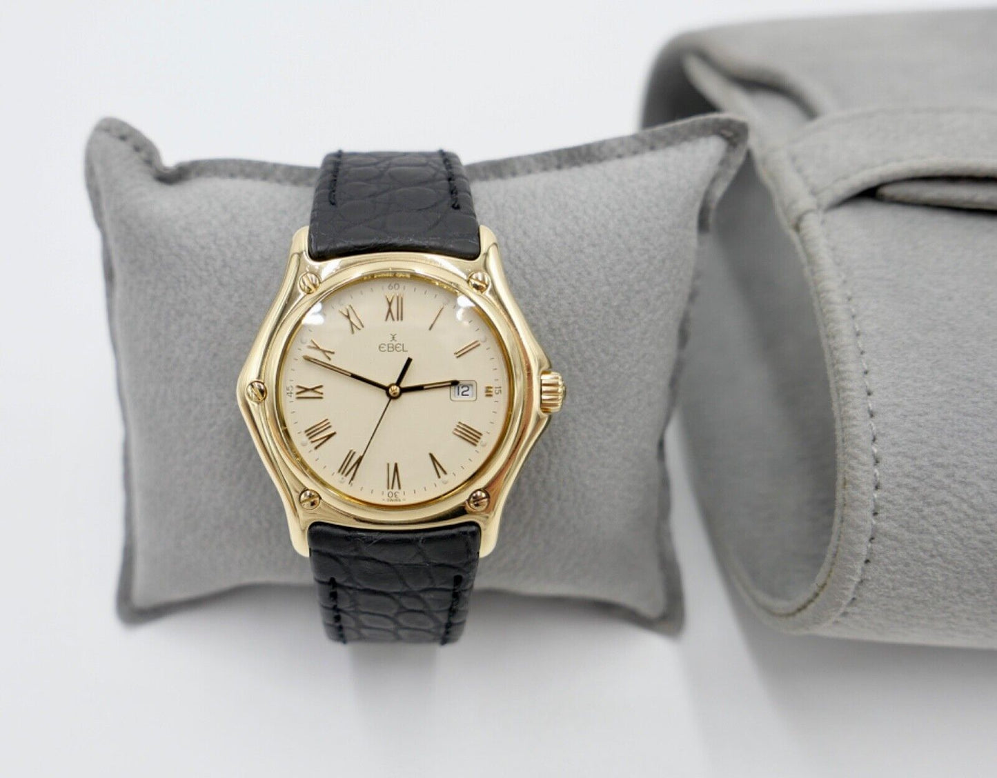 EBEL 1911 Sport Herren Damen Unisex Uhr 750 18K Ø 35mm Ref 887902 mit Lederband - Antikhandel-Stuttgart