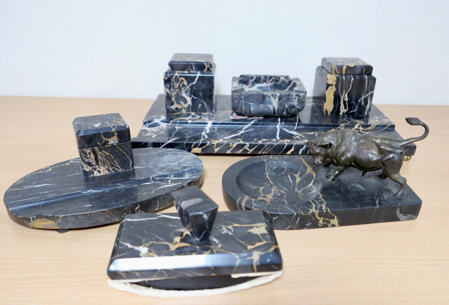 antike Schreibtischgarnitur aus Marmor - Antikhandel-Stuttgart