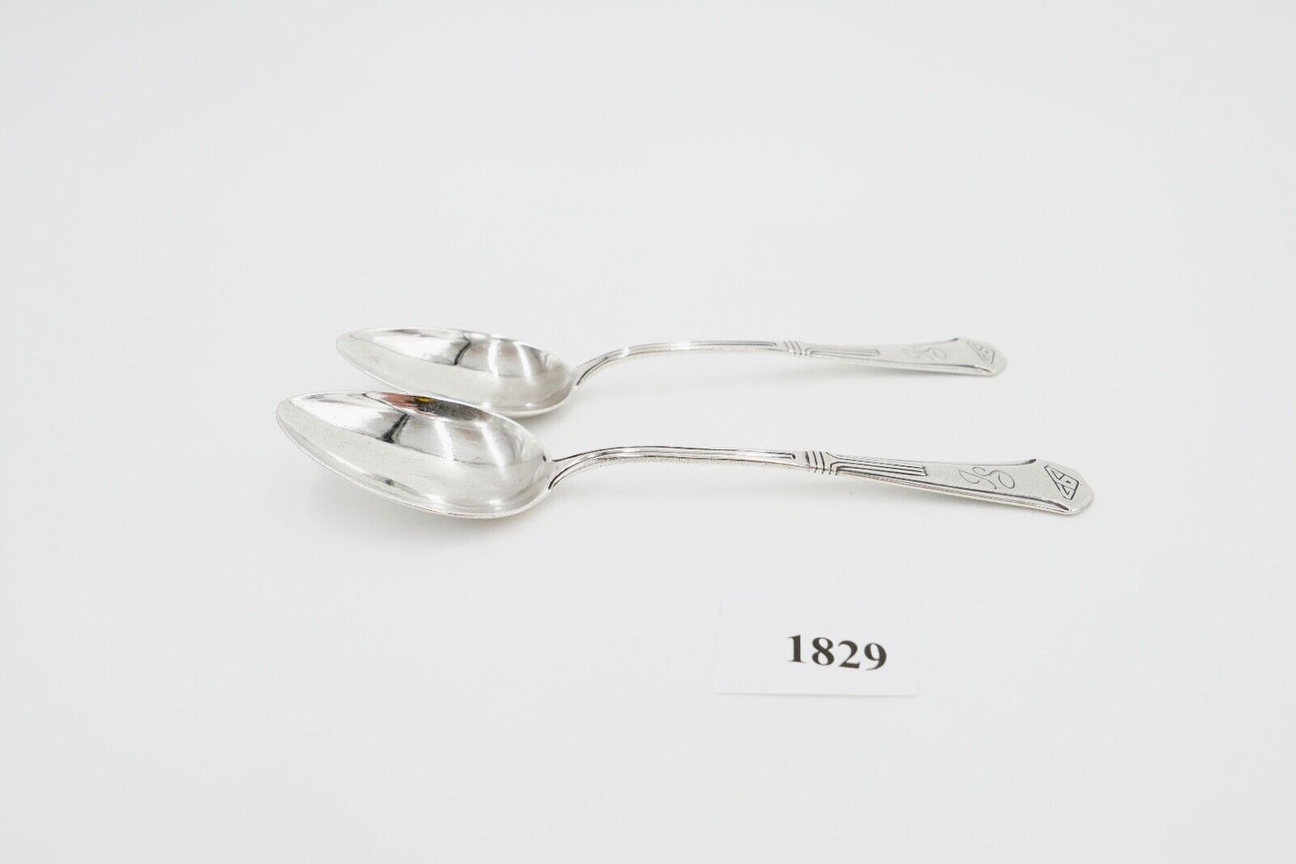 2x seltene antike Kaffeelöffel LW Lutz & Weiss Monogramm JS Silber 37,3 Gr - Antikhandel-Stuttgart