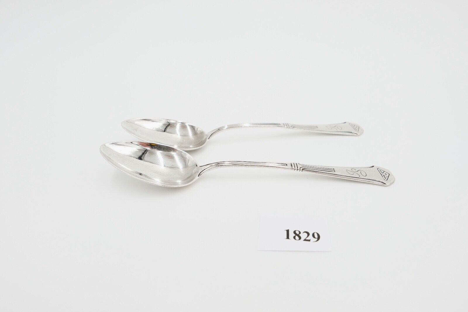 2x seltene antike Kaffeelöffel LW Lutz & Weiss Monogramm JS Silber 37,3 Gr - Antikhandel-Stuttgart