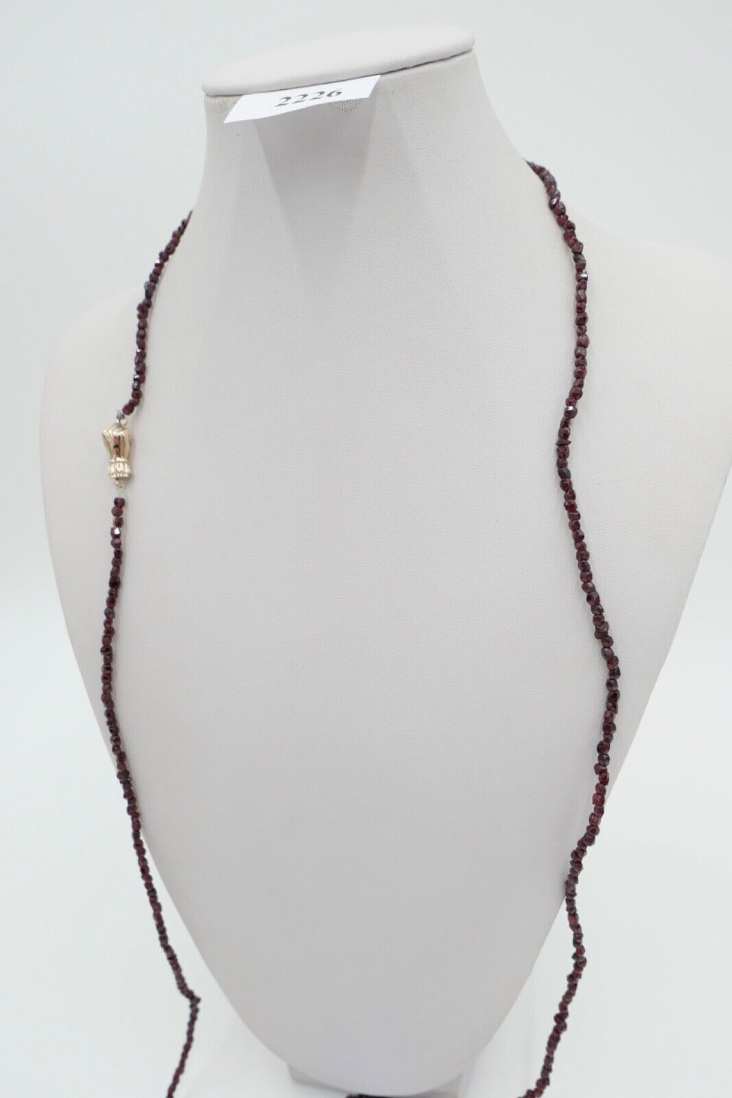 Altes Collier / Kette 88cm Rotgold 585 14K Gold mit Granat - Antikhandel-Stuttgart