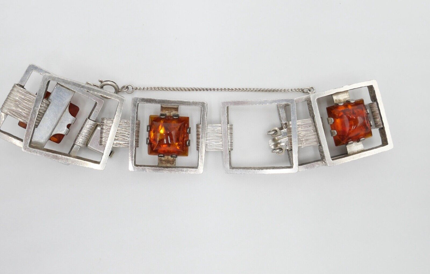 vinatge FISCHLAND Bernstein Armband 58,6 gr silber 835 Amber - Antikhandel-Stuttgart