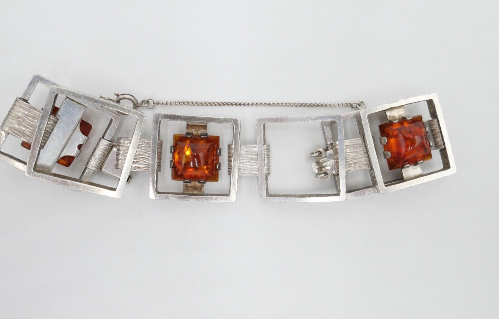 vinatge FISCHLAND Bernstein Armband 58,6 gr silber 835 Amber - Antikhandel-Stuttgart