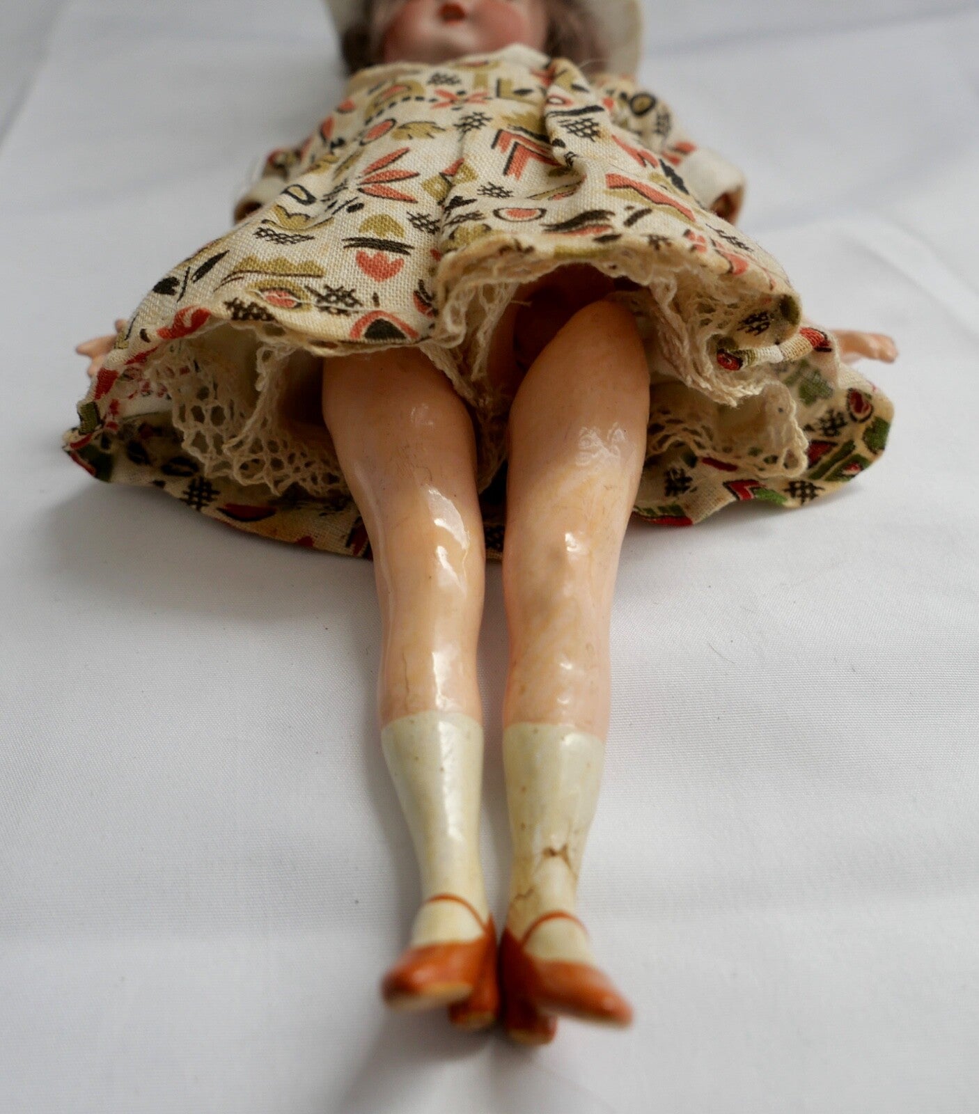 kleine antike Biskuit Porzellan Puppe 19 cm mit Schlafaugen 4/0 - Antikhandel-Stuttgart