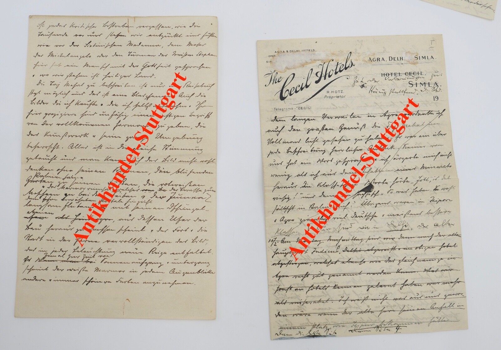 Alte Brief Telegramm Bericht " THE CECIL HOTEL AGRA DELHI & SIMLA " 1916 INDIEN - Antikhandel-Stuttgart