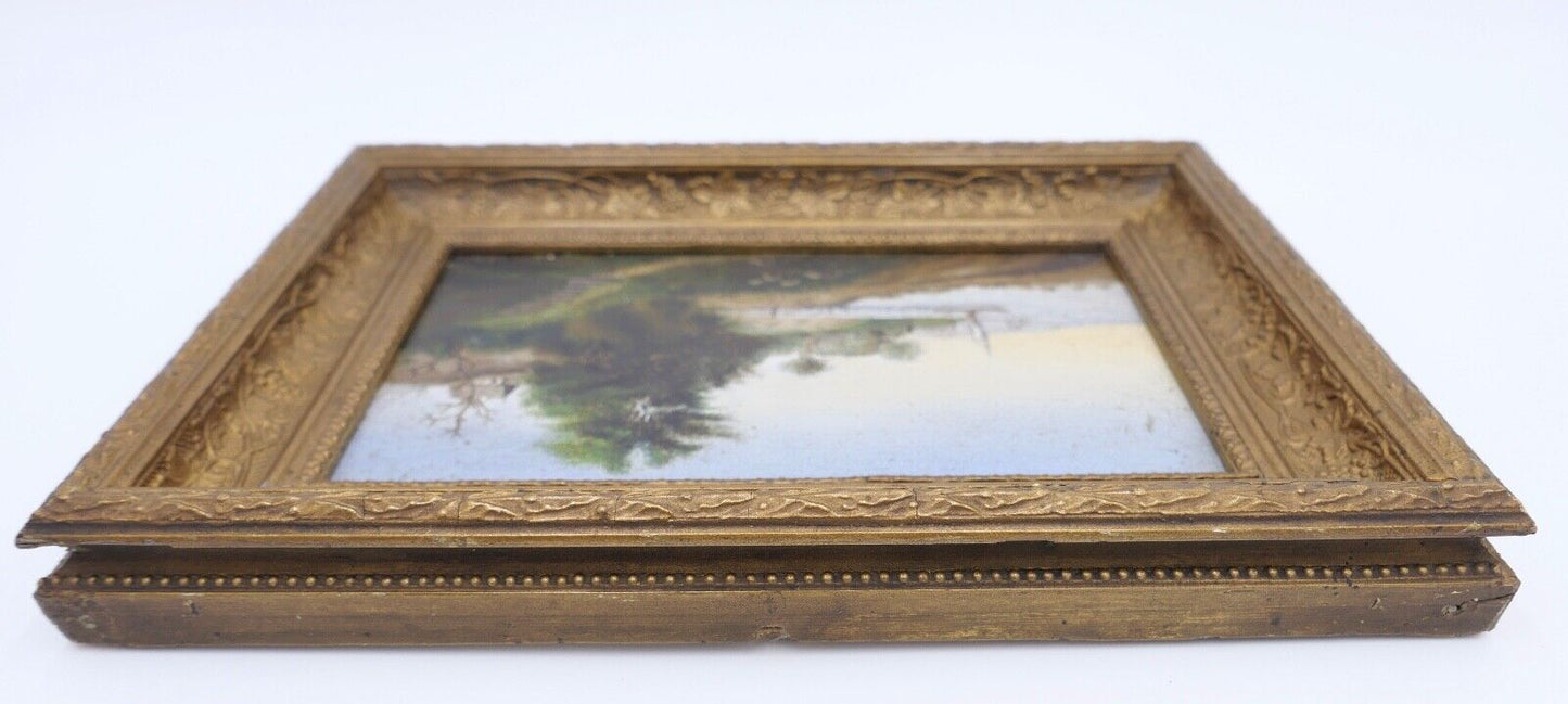 kleines Ölgemälde Öl auf Holz sig. C. Halm Landschaft Dünen Hafen very. Dänemark - Antikhandel-Stuttgart