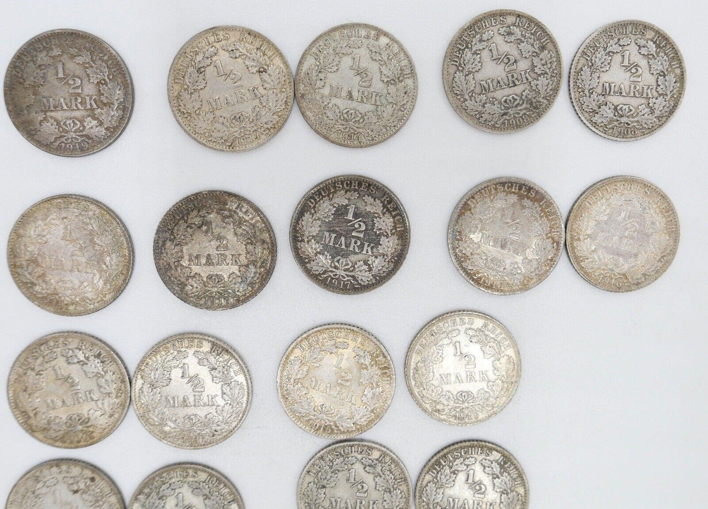 39x 1/2 Mark Jäger 16 / J.16 Silber 1905-1919 ss-stg sehr schön - Stempelglanz - Antikhandel-Stuttgart