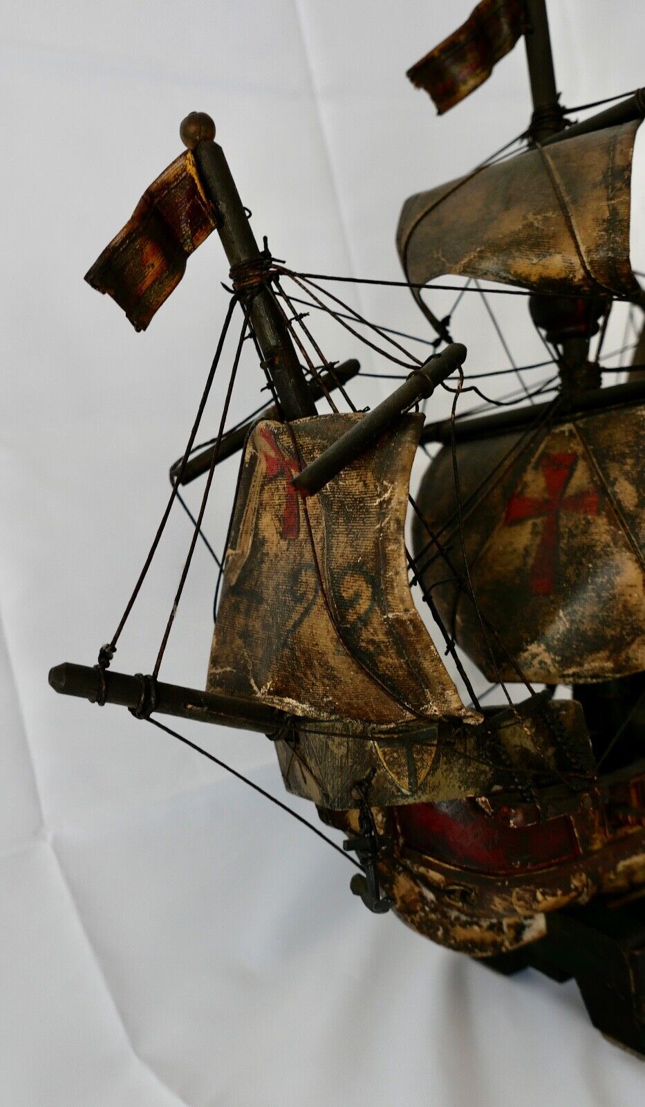 altes Holz Segelschiff Schiffsmodell " Santa Maria " Christoph Columbus 41x43 cm - Antikhandel-Stuttgart