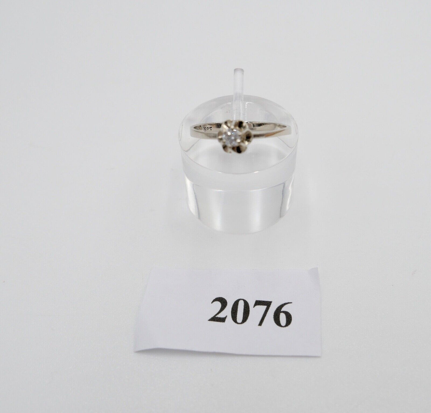 90er Jahre Eleganter Solitär 585 14K Gold Brillant Ring Gr.54 F&S - Antikhandel-Stuttgart