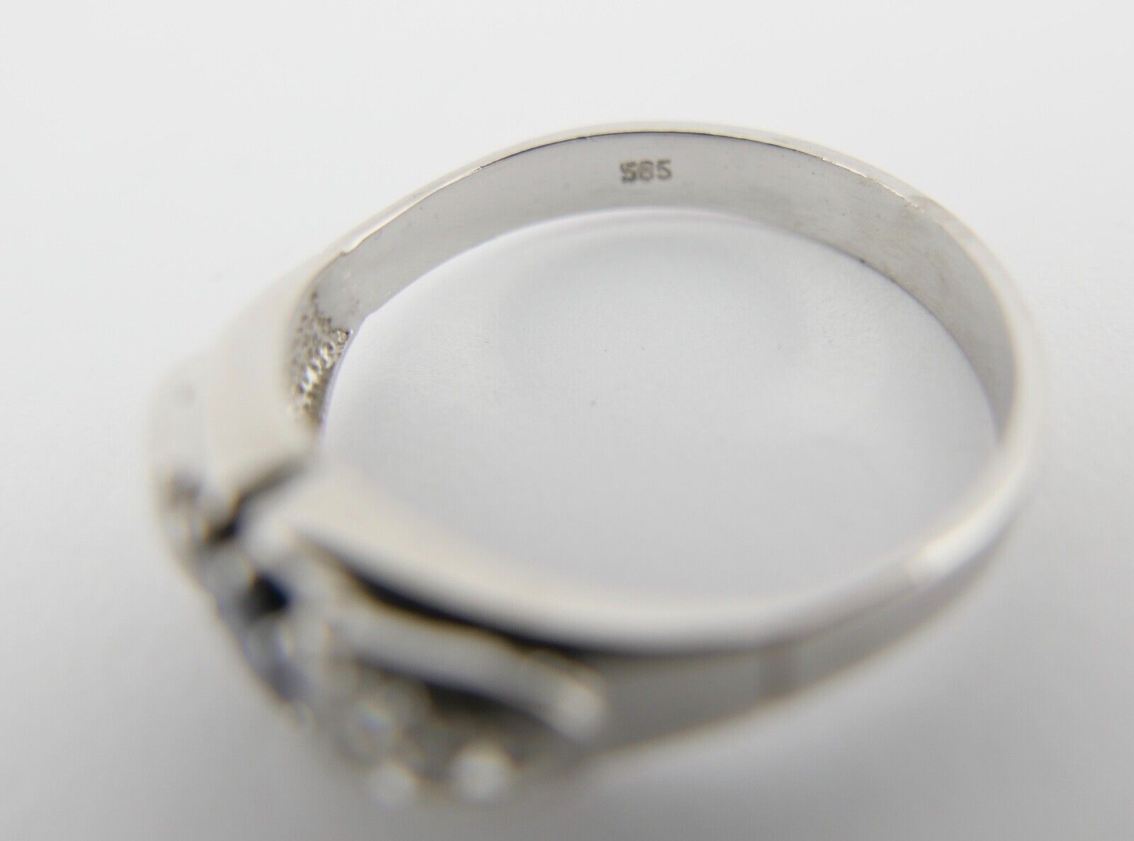 Weißgold Damen Ring synthetisch Saphir & Brillanten Gr. 63 0,14 Ct 585 14K - Antikhandel-Stuttgart