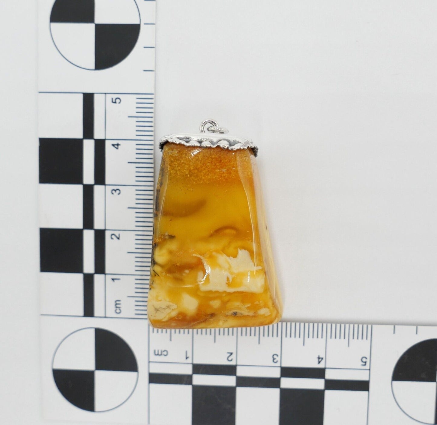 Alter Bernstein Anhänger mit Silbermontur butterscotch Silber - Antikhandel-Stuttgart