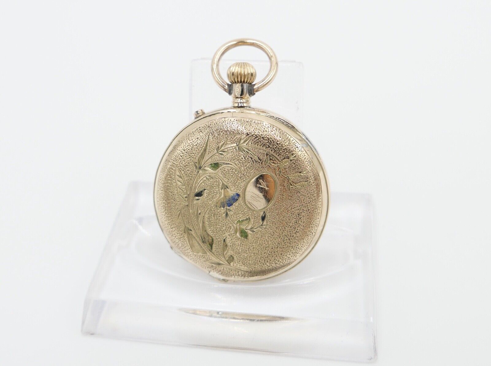 antike Taschenuhr um 1900 Arnold Weber 585 / 14K GOLD 30mm florale Malerei - Antikhandel-Stuttgart