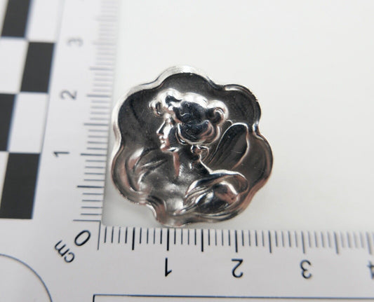 Antike Jugendstil 900 Silber Brosche um 1900 Frauenkopf Portrait - Antikhandel-Stuttgart