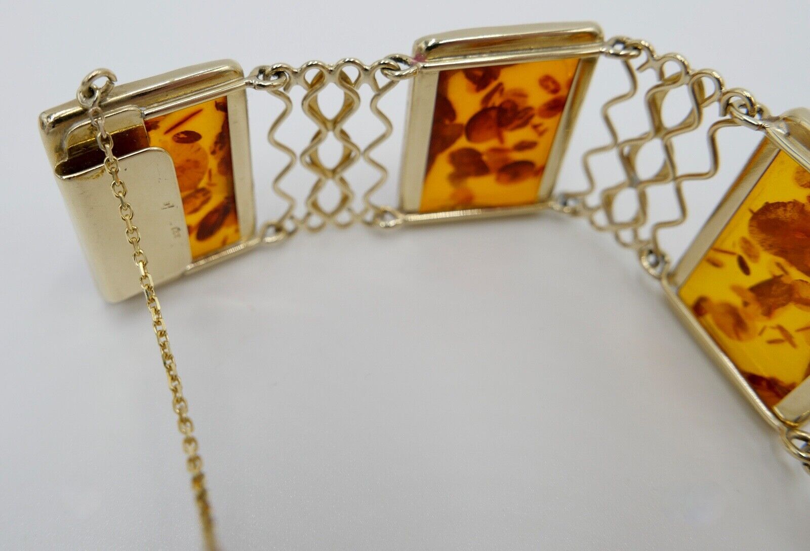 333 Gelbgold FKE Damen Bernstein Glieder Armband 19,3 cm - Antikhandel-Stuttgart