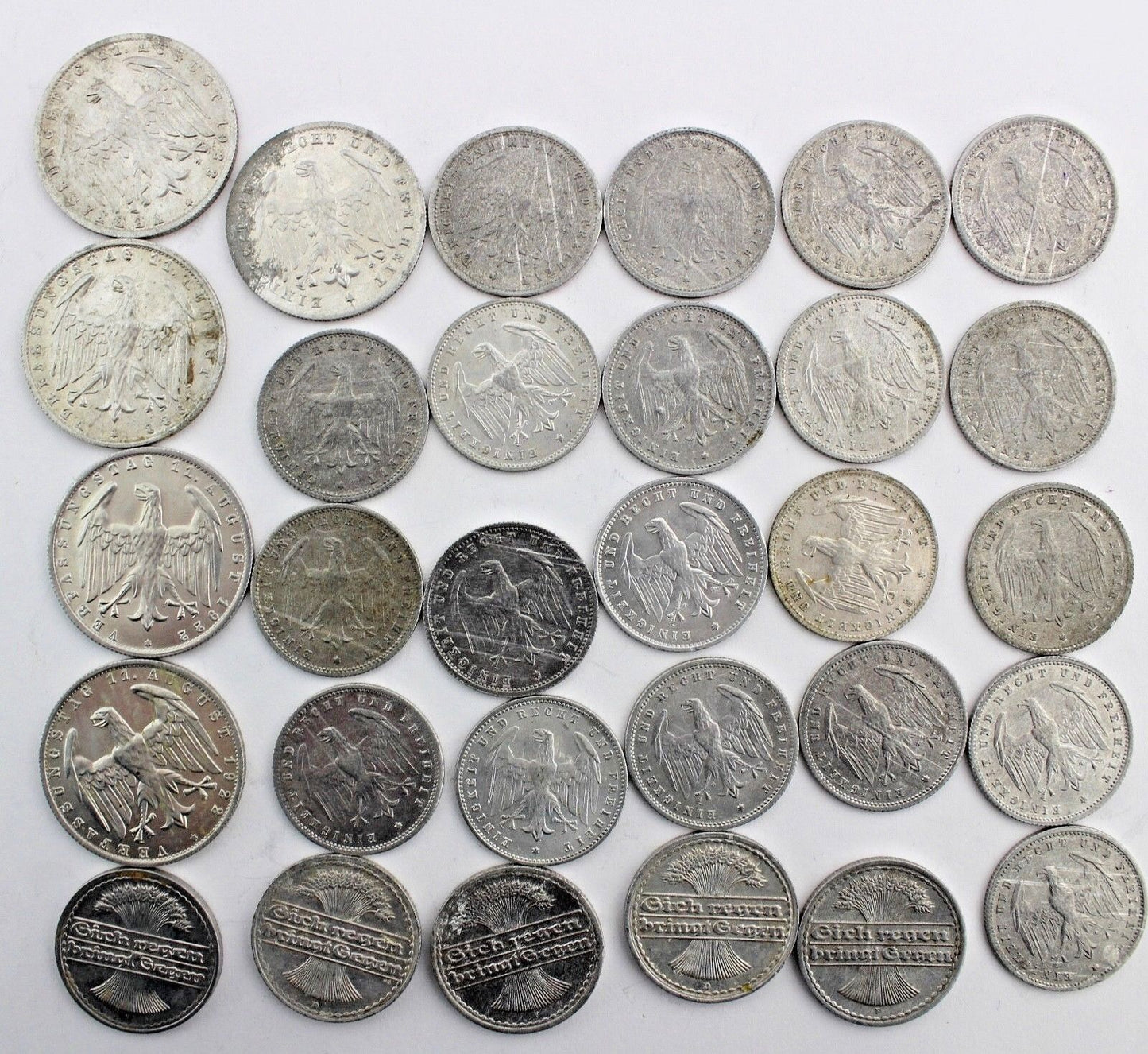 30x 3 200 500 Mark & 50 Pfennig 1920 1921 1922 1923 Jäger 301 303 304 305 - Antikhandel-Stuttgart