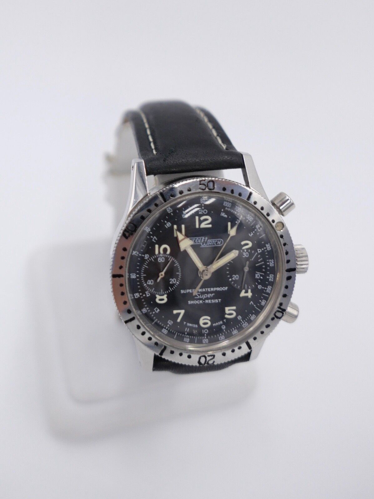 NICOLET WATCH SUPER WATERPROOF Landeron 39 Diver Chronograph 1960er Jahre 38mm - Antikhandel-Stuttgart