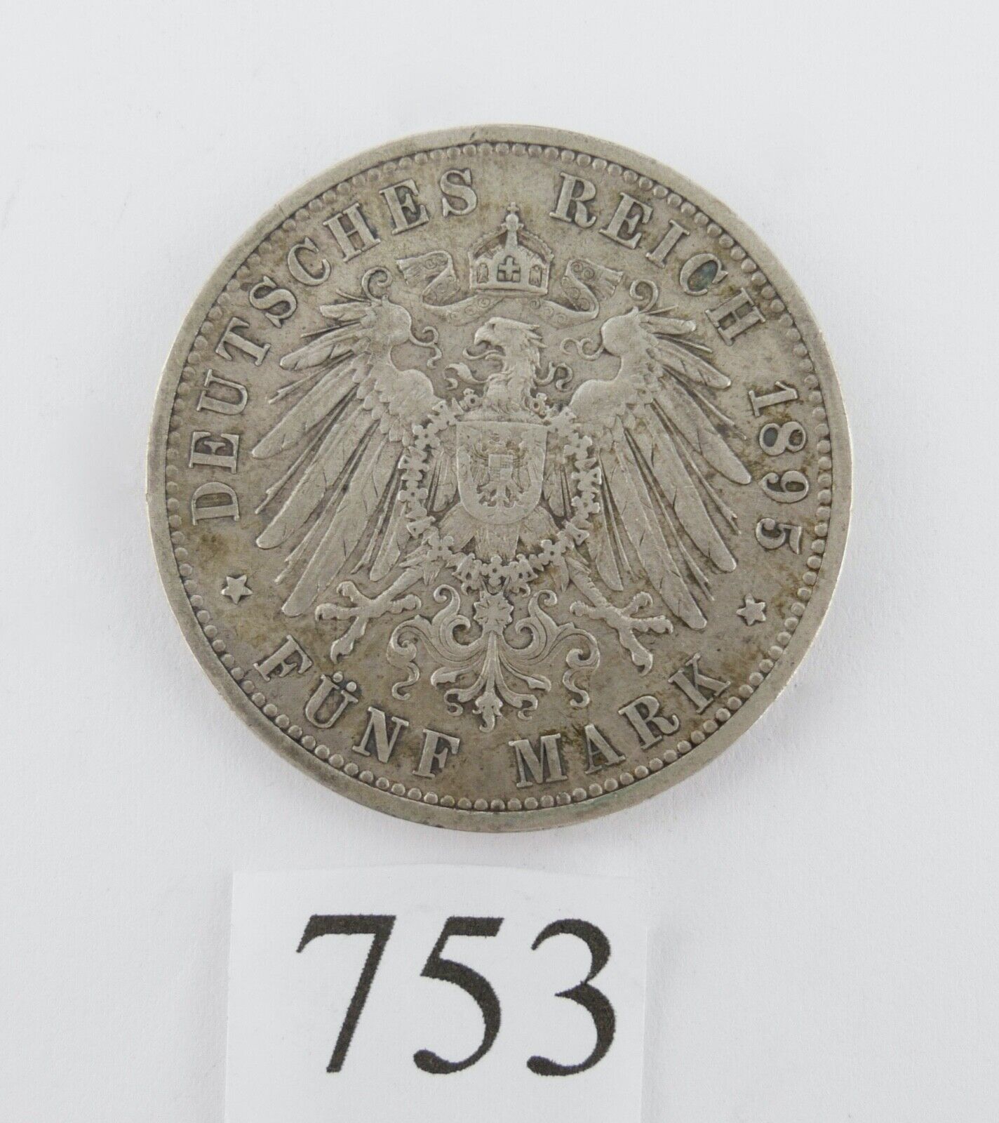5 Mark 1895 A Jäger J. 73 Hessen Ernst Ludwig Silbermünze erhalt VZ - Sehr schön - Antikhandel-Stuttgart