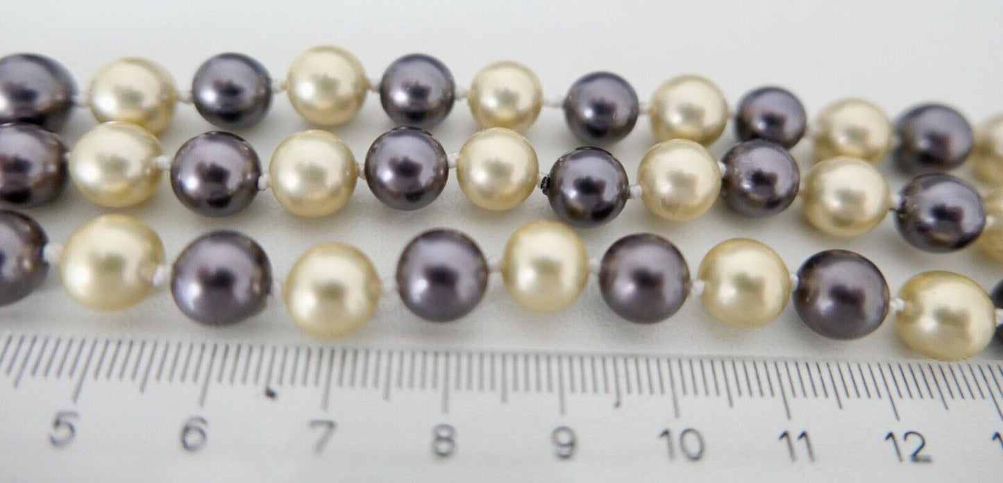 SET Perlenkette Armband individuell Perlen Gold JKa 375 /9K pearl Ø 7-9 mm 75 cm - Antikhandel-Stuttgart