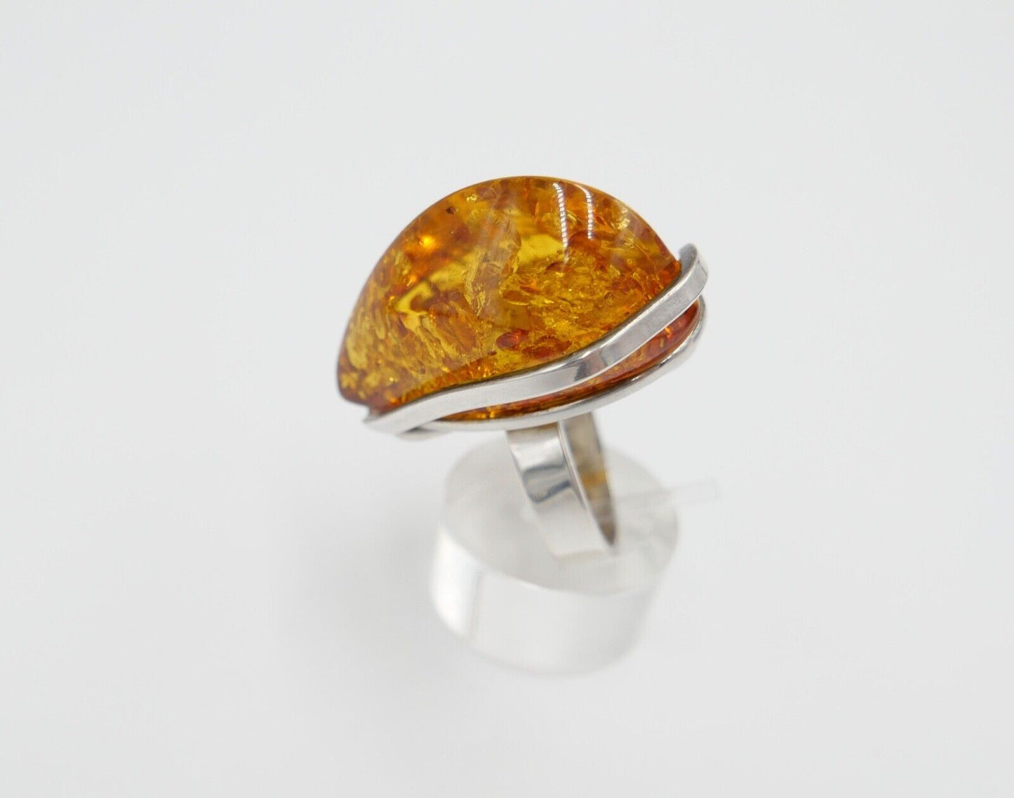 Bernstein Handarbeit Designer Ring Gr. 59 Silber 925 - Antikhandel-Stuttgart