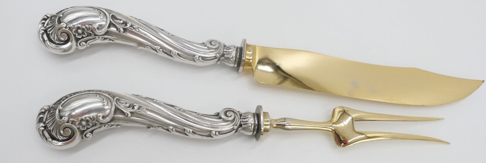 2 Tlg. antik Besteck Jugendstil um 1900 Silber 800 vergoldet original Etui - Antikhandel-Stuttgart