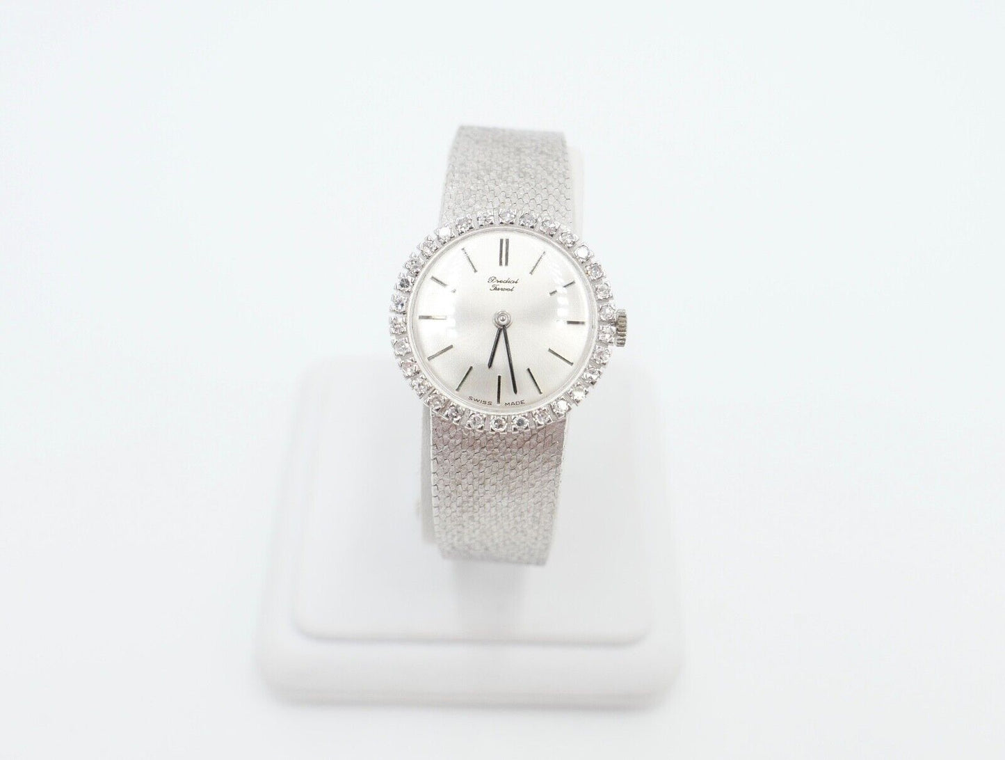 Elegante Predial Weißgold Damen Uhr mit Diamantbesatz 750/18K Lady watch Ø 24 mm - Antikhandel-Stuttgart