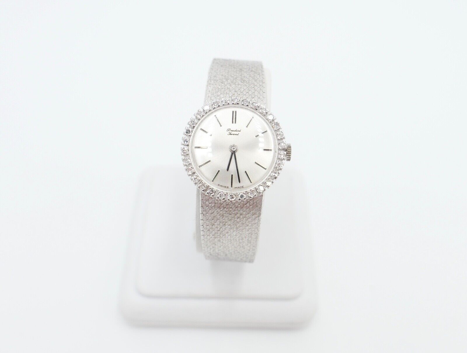 Elegante Predial Weißgold Damen Uhr mit Diamantbesatz 750/18K Lady watch Ø 24 mm - Antikhandel-Stuttgart