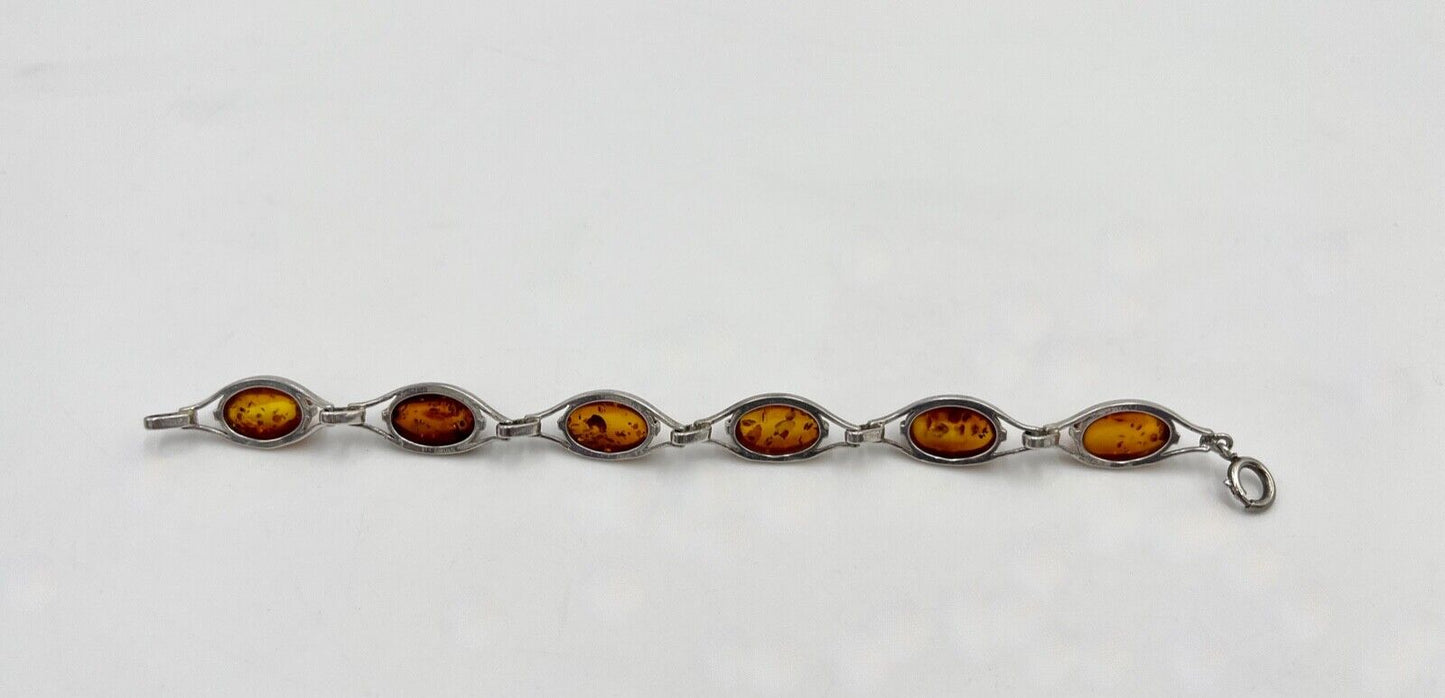 vintage Cabochon Bernstein Armband Gliederarmband Silber - Antikhandel-Stuttgart