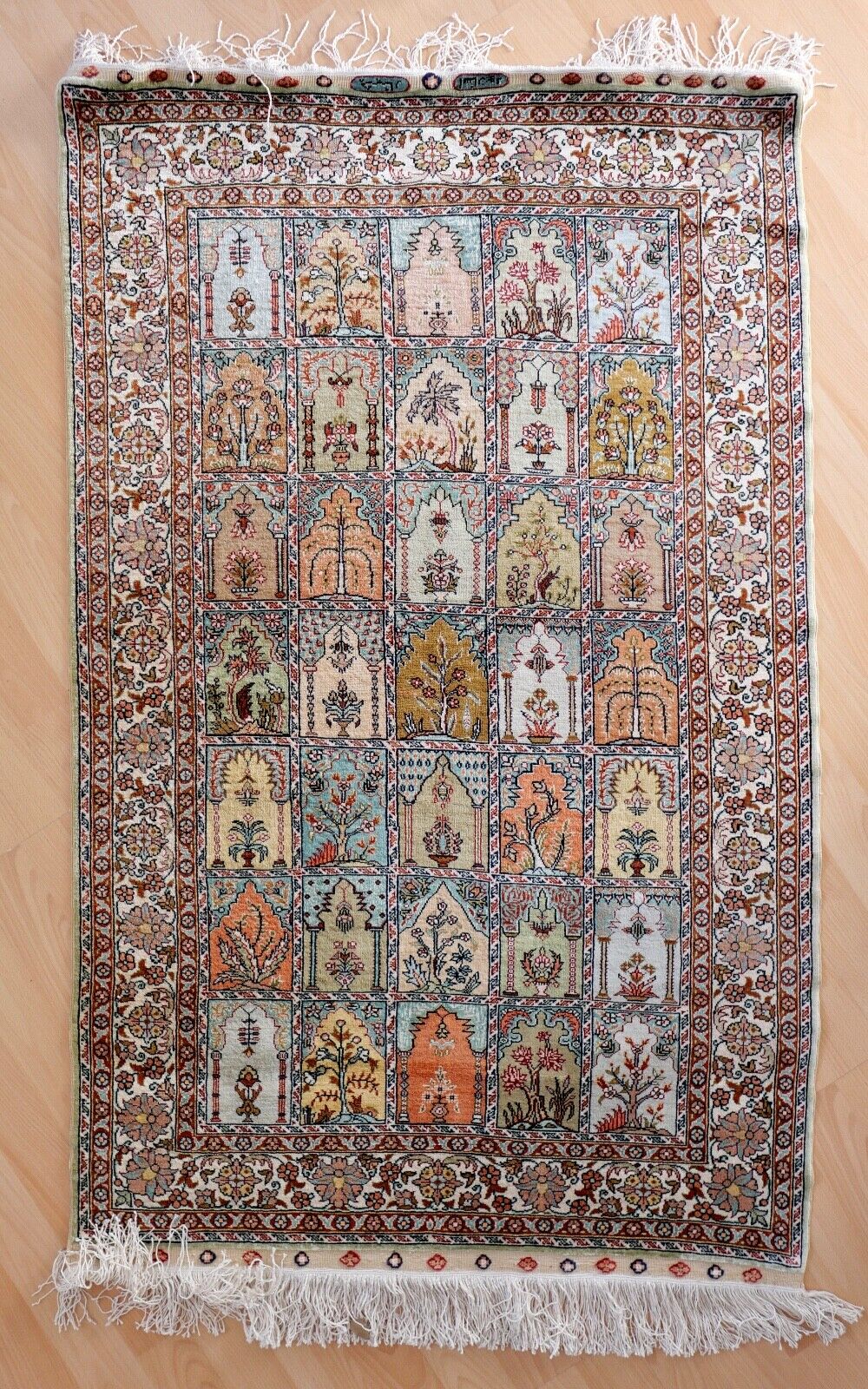 Ghom Orientteppich Perserteppich Seide Handgeknüpft 127x78 cm Knoten Silk - Antikhandel-Stuttgart