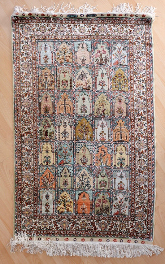 Ghom Orientteppich Perserteppich Seide Handgeknüpft 127x78 cm Knoten Silk - Antikhandel-Stuttgart