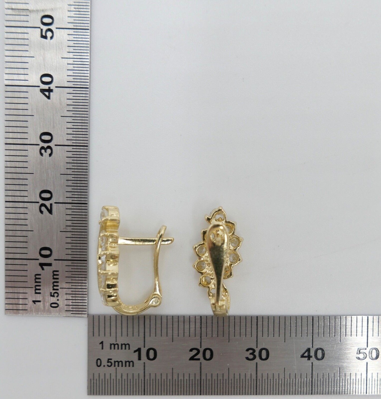 1,2 Ct Zirkonia Diamant Imitat Elegante Creolen Clips Gold 585 14K SARA Ohrringe - Antikhandel-Stuttgart