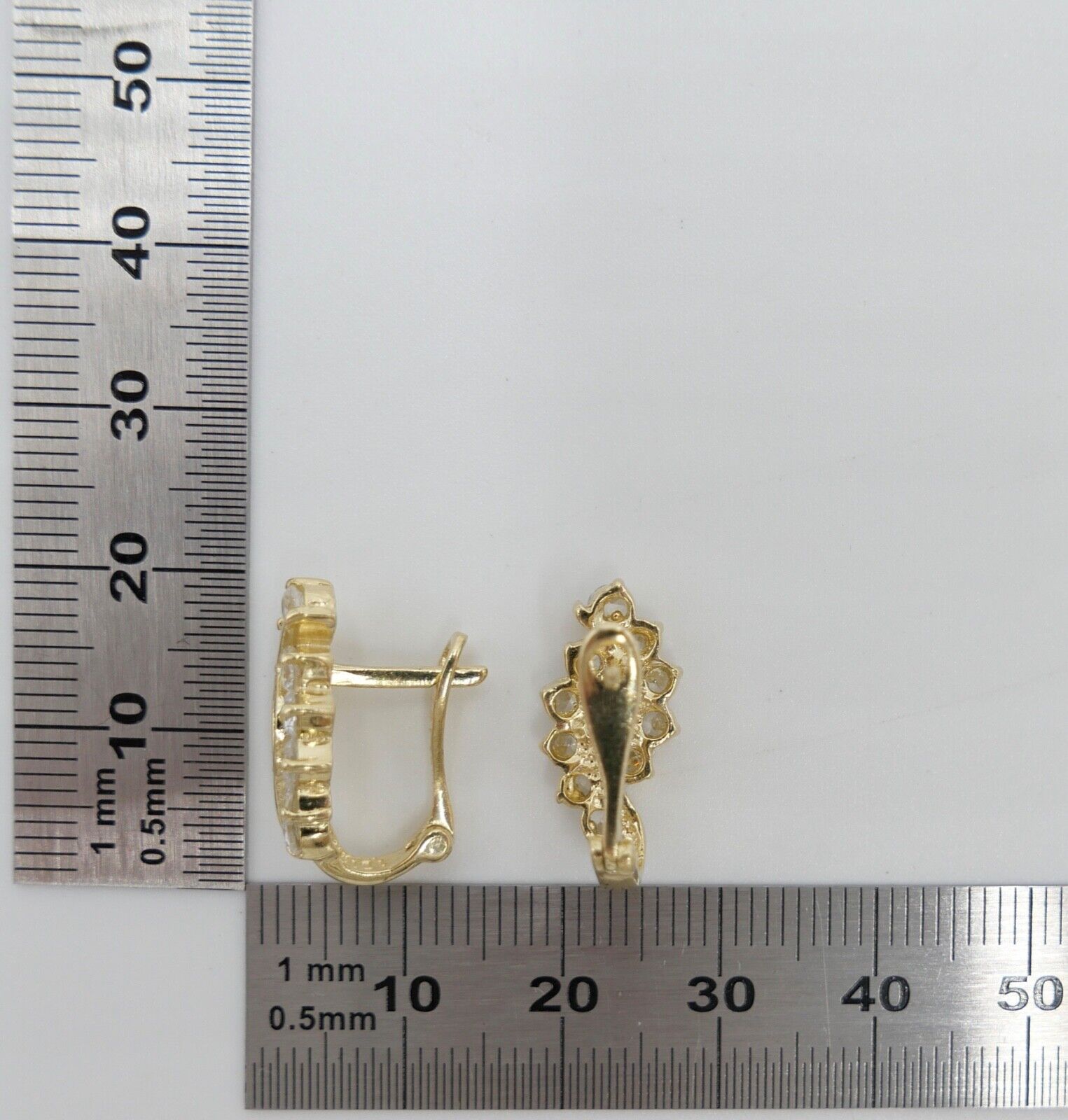 1,2 Ct Zirkonia Diamant Imitat Elegante Creolen Clips Gold 585 14K SARA Ohrringe - Antikhandel-Stuttgart