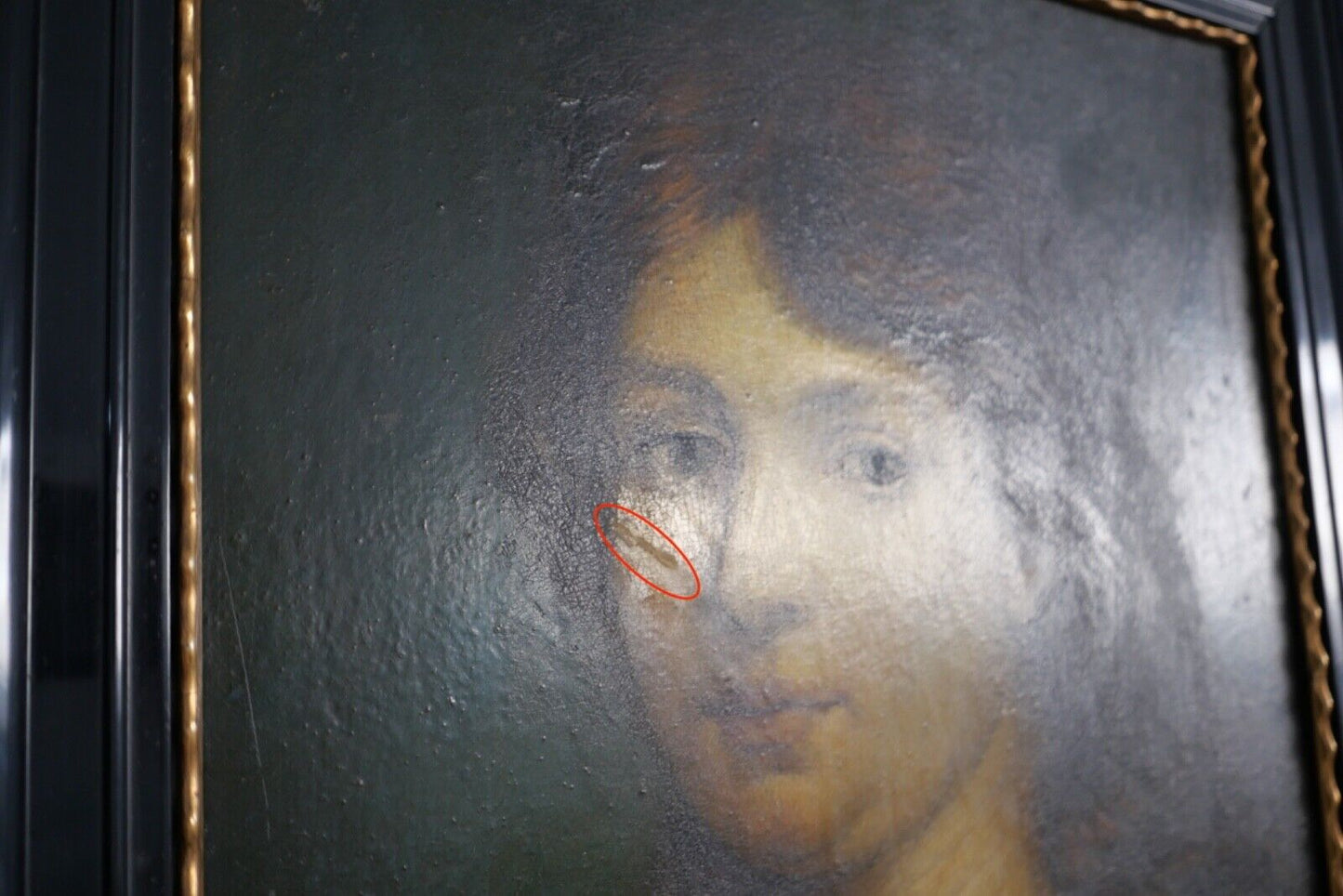 62 x 52 cm antikes Gemälde Portrait einer Frau R. Monnard Lyon 1850 Öl auf Holz - Antikhandel-Stuttgart