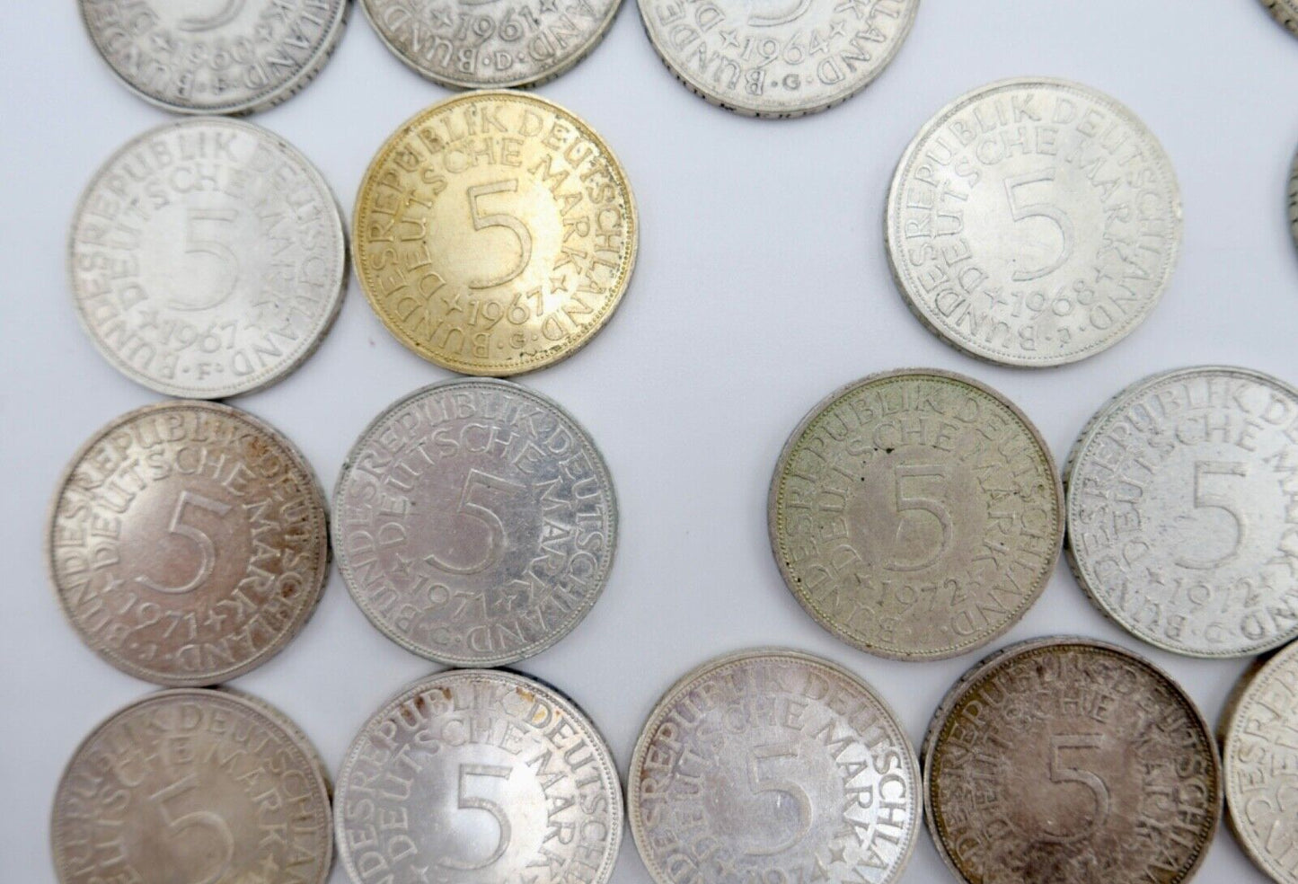 1951-1974 Konvolut LOT 34x 5 DM Silbermünzen J.387 Silberadler PP Heiermann - Antikhandel-Stuttgart