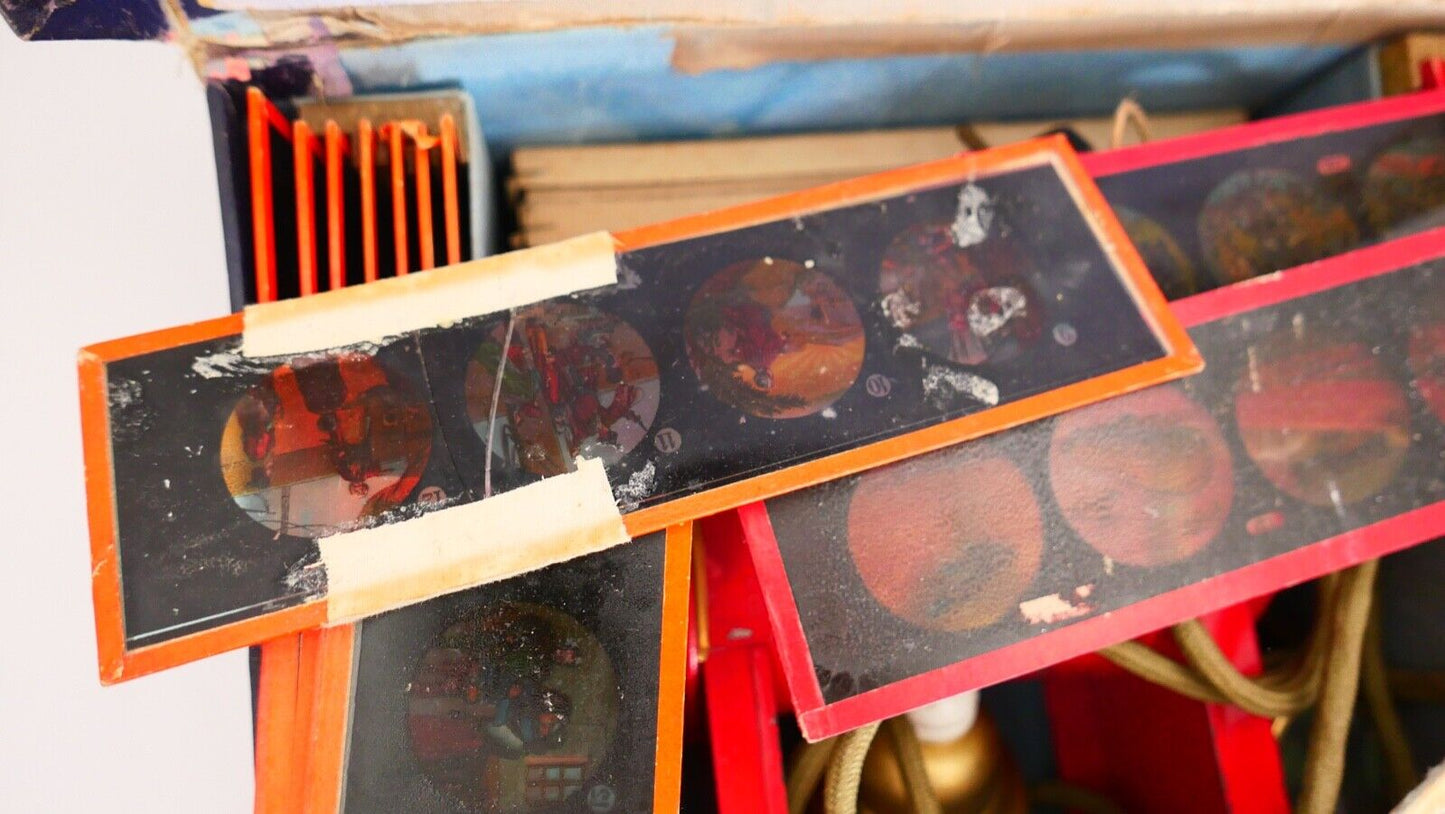 Laterna Magica GBN Gebrüder BING Nürnberg Karton 37 Glasbilder OVP 1910 Zubehör - Antikhandel-Stuttgart