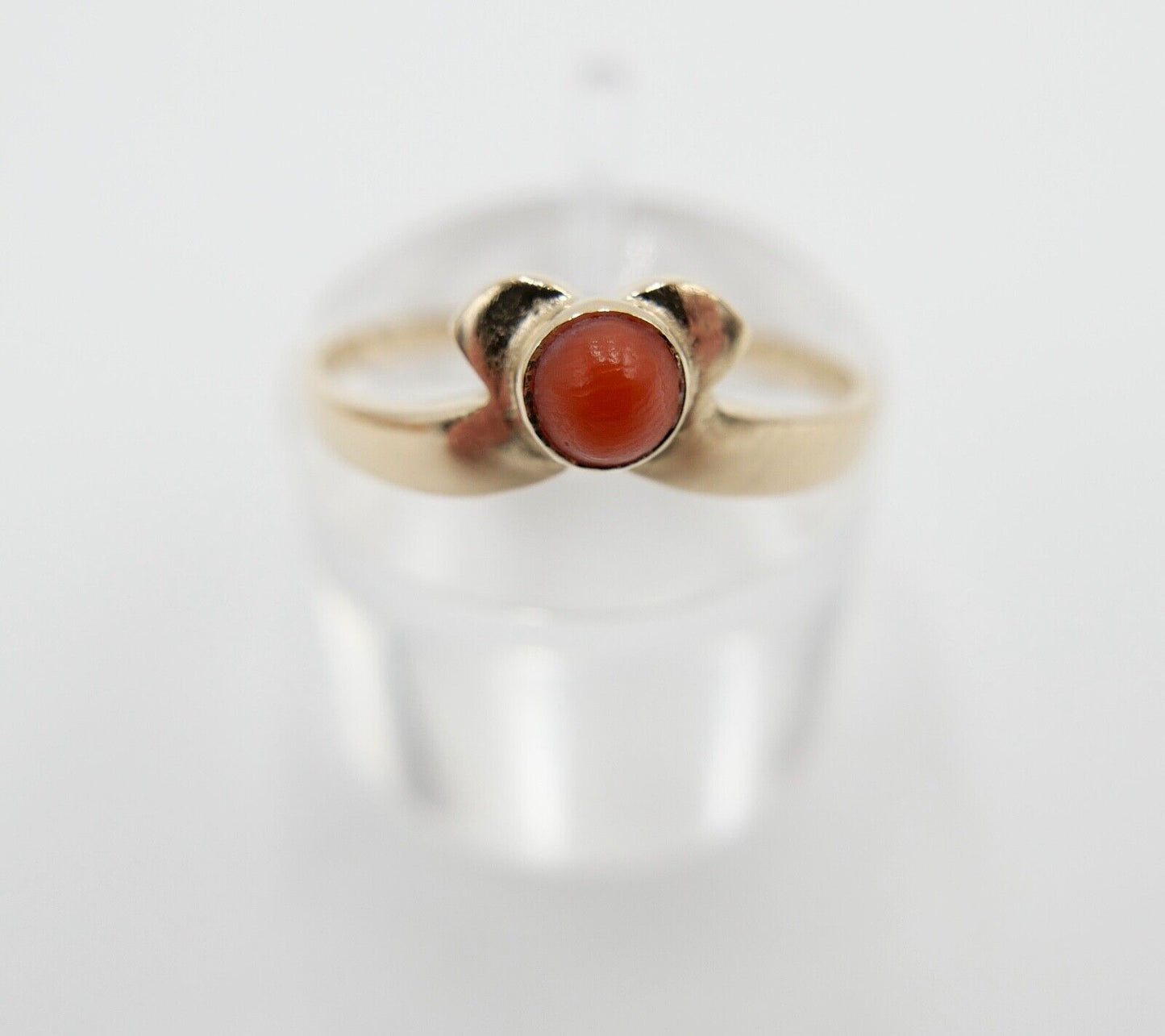 Zarter 1950er Jahre Korallen Ring Gold 583 Gr. 59 Damenring Koralle - Antikhandel-Stuttgart