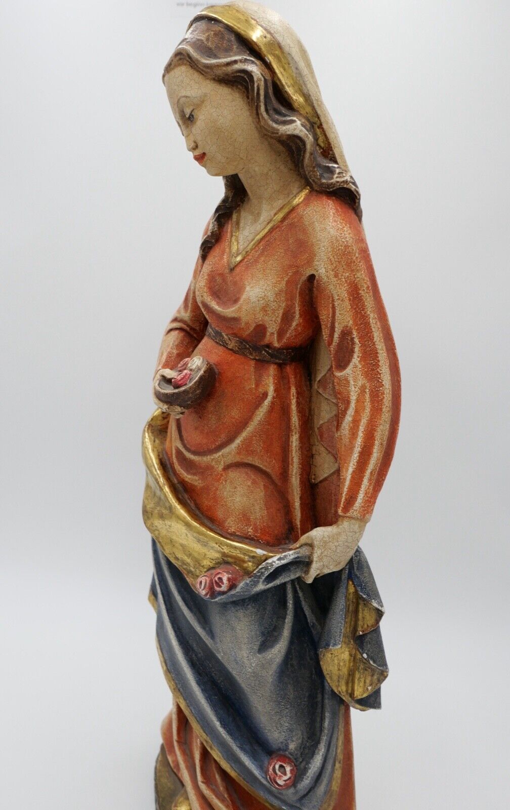 Alte Holzfigur 53cm Holz Heilige Elisabeth Schnitzer Adolf Kasslatter SÜDTIROL - Antikhandel-Stuttgart