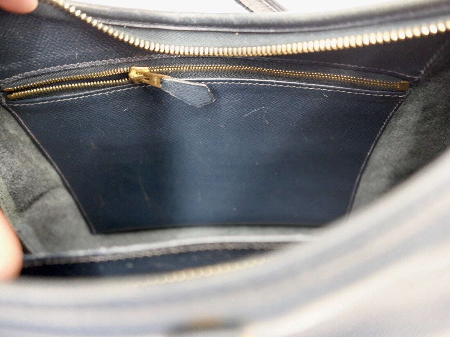 Original HERMÈS HERMES Paris Vintage Marine Blau Leder Damen Handtasche 30x30cm - Antikhandel-Stuttgart