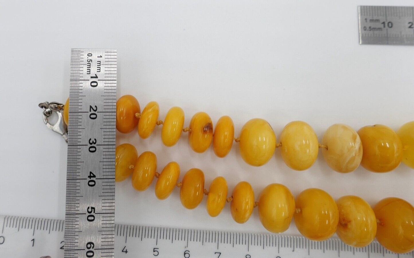 vintage XL Bernstein butterscotch Kette Halskette Collier Silber Amber 105,2 gr - Antikhandel-Stuttgart