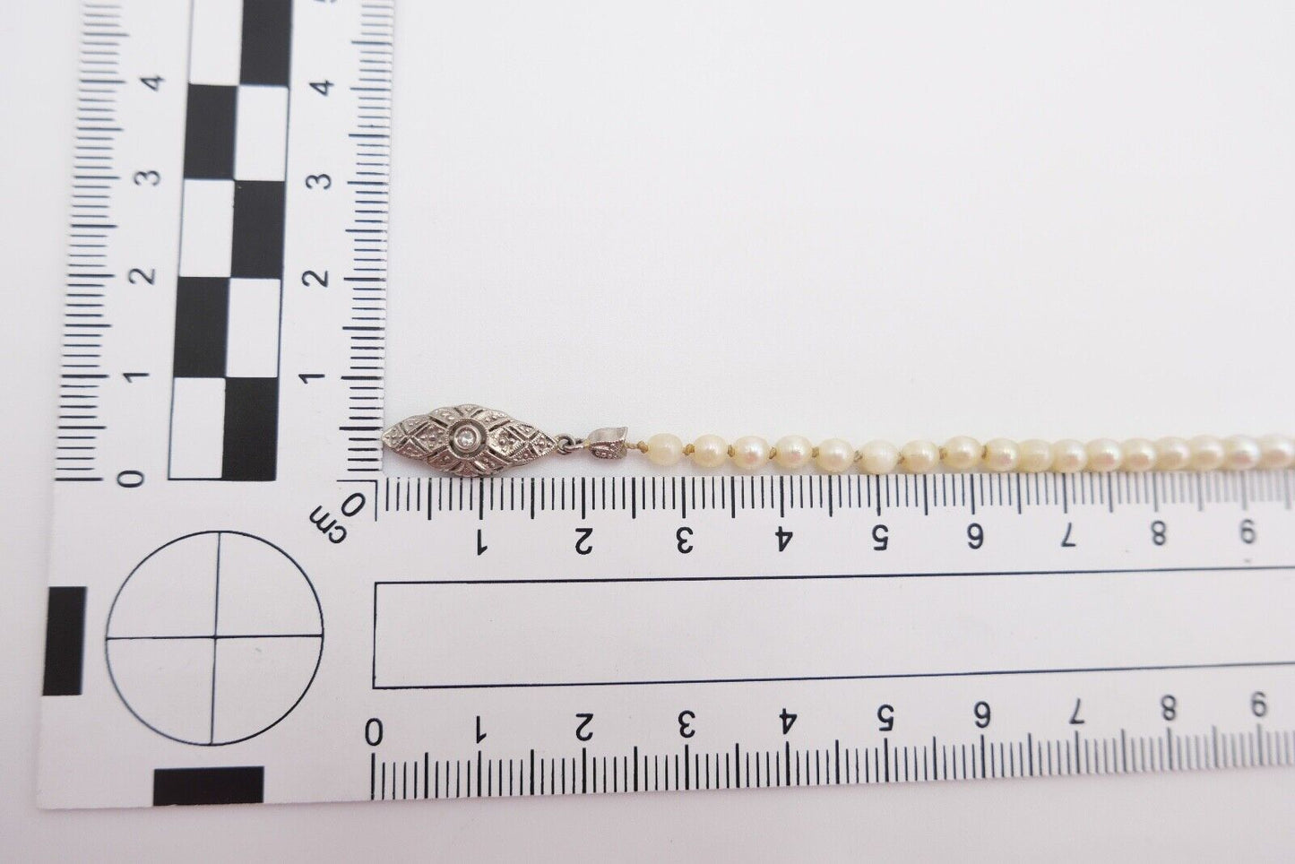 40er Jahre Perlenkette Collier Zuchtperle 47 cm Gold 585 / 14K Perlen Ø 7,1 mm - Antikhandel-Stuttgart