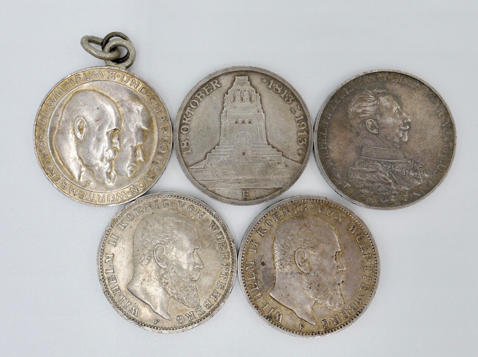 5 Stück 3 Mark 1910-1913 Deutscher Preussen Württemberg Sachsen Lot Konvolut - Antikhandel-Stuttgart