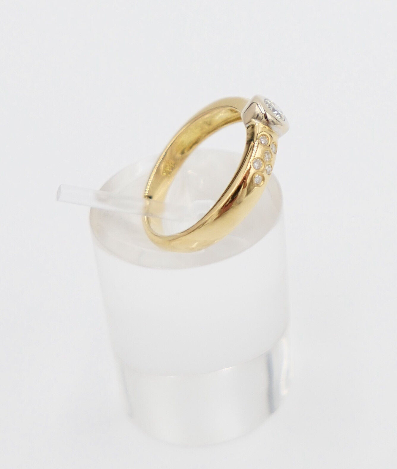 Eleganter Bicolor Gelb/Weiß Gold Ring 0,32 Ct SI Brillant 750 18K Gr. 53 - Antikhandel-Stuttgart