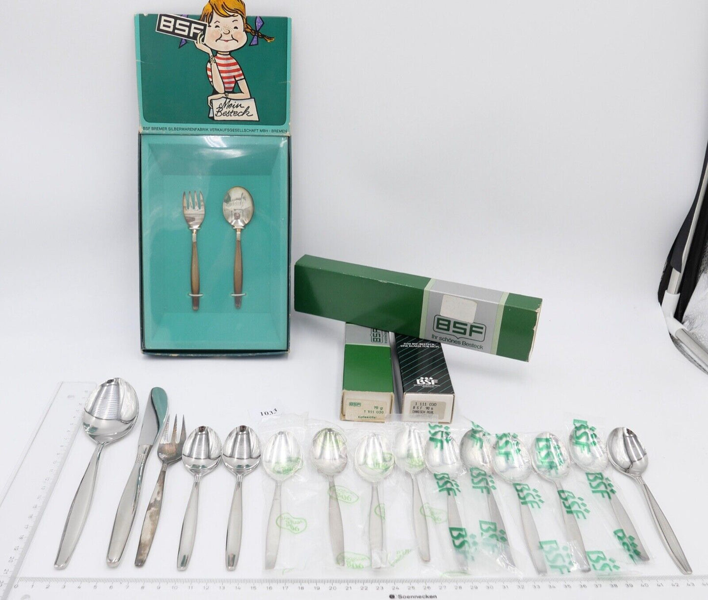 - NEU - OVP - 17 Teile BSF 111 DÄNISCH PERL 90er Silber versilbert Besteck - Antikhandel-Stuttgart