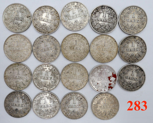 19x 1 Mark 1901 1905 1909 1910 1912 1914 1915 J D G A Silbermünze Jäger J.17 - Antikhandel-Stuttgart