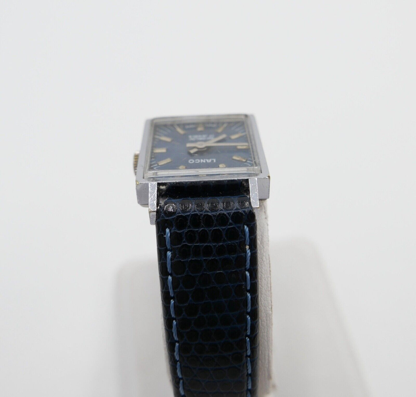 vintage 1960er Jahre LANCO 1575 Damenuhr Cal. 6630 Edelstahl mit neuem Lederband - Antikhandel-Stuttgart