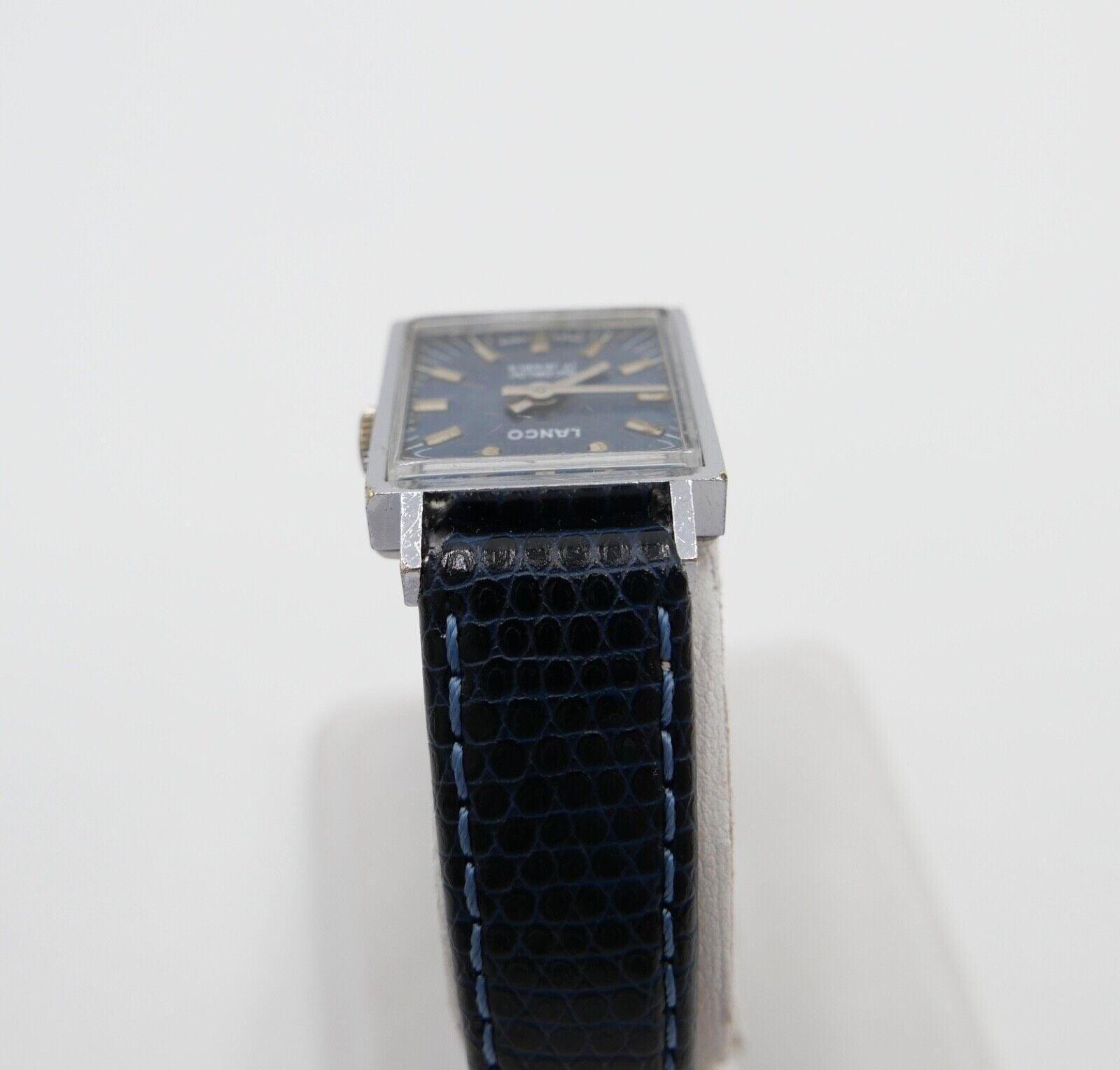 vintage 1960er Jahre LANCO 1575 Damenuhr Cal. 6630 Edelstahl mit neuem Lederband - Antikhandel-Stuttgart