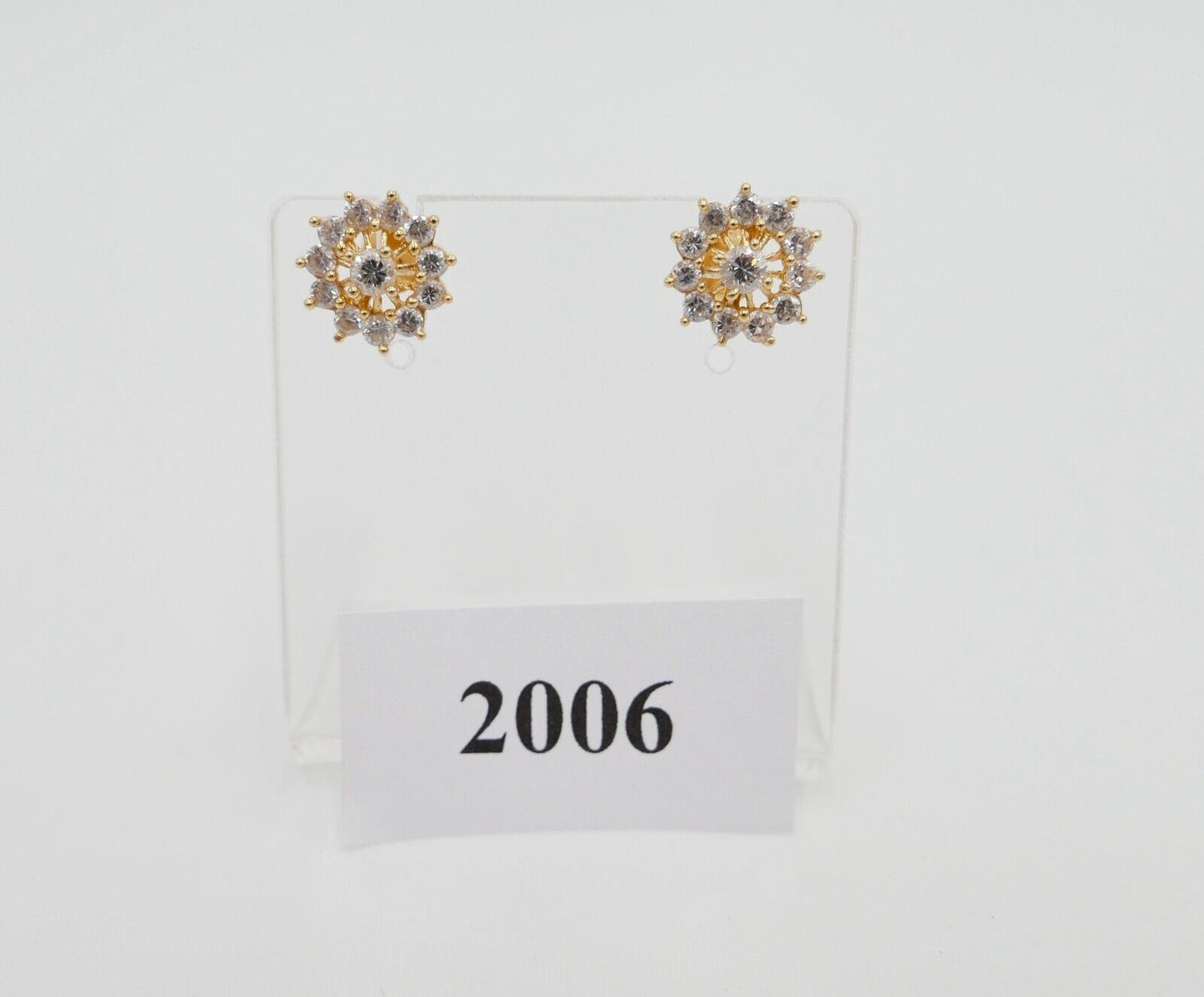 90er Jahre Gelbgold Ohrringe Ohrstecker mit Zirkonia 750 / 18K Italien 0,86 Ct - Antikhandel-Stuttgart