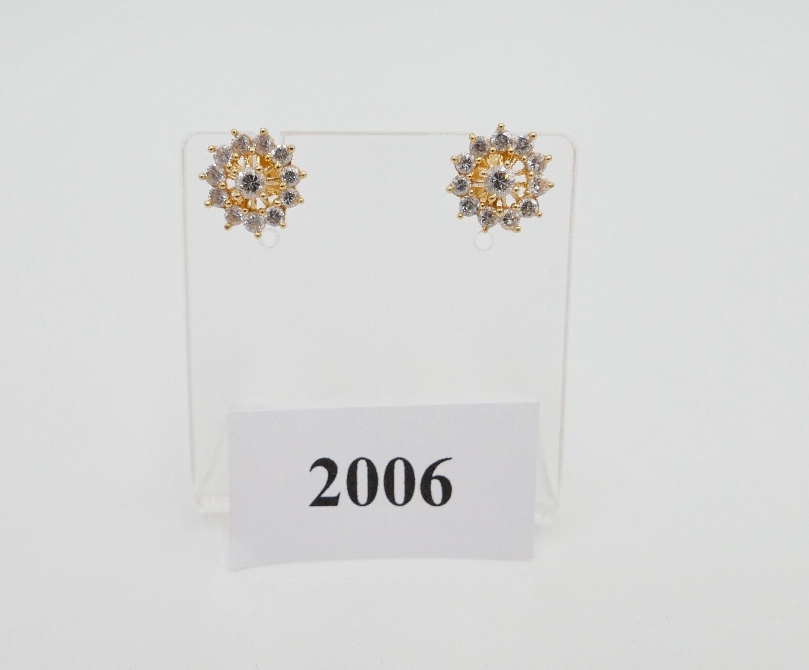 90er Jahre Gelbgold Ohrringe Ohrstecker mit Zirkonia 750 / 18K Italien 0,86 Ct - Antikhandel-Stuttgart