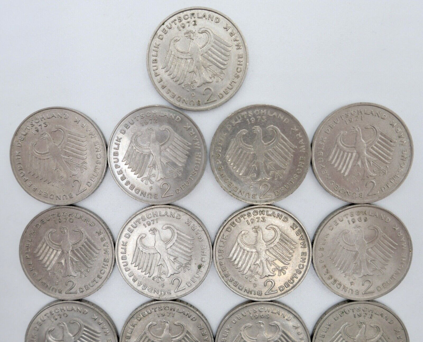 17x 2 DM Mark Konrad Adenauer 1969 - 1973 Jäger J.406 - Antikhandel-Stuttgart