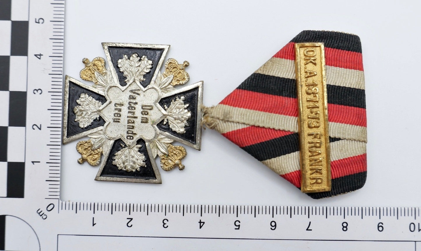 Kriegerbund Kreuz Dem Vaterlande treu Gefechtsspange OK.A. 1871-73 Frankreich