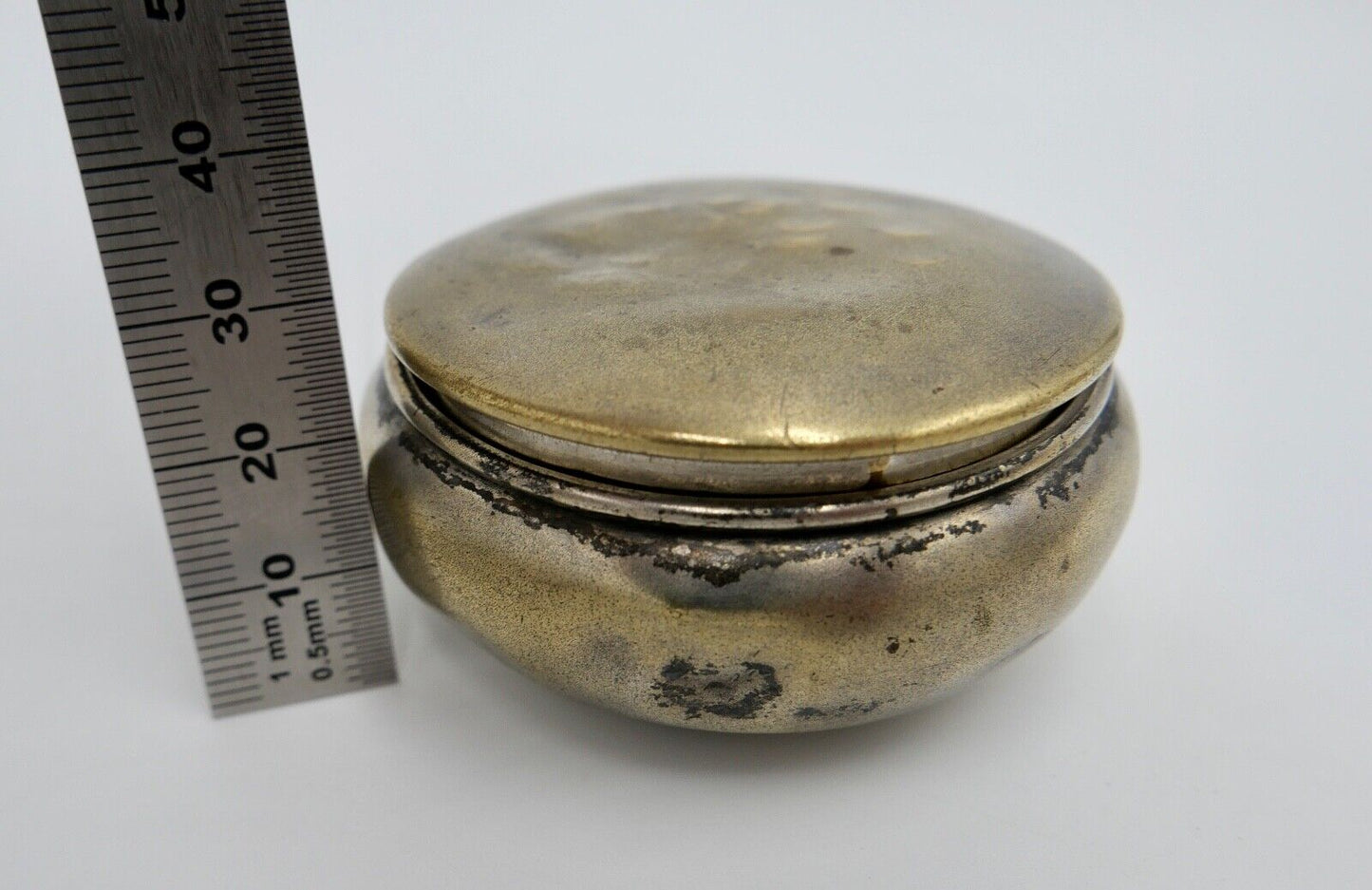 antike kleine Pillendose Deckeldose Tabatiere vergoldet um 1900 - Antikhandel-Stuttgart